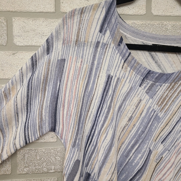 Nic+Zoe Colorful Striped Linen Blend Knit Top Size Large Petite - Picture 2 of 7